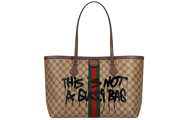 Balenciaga GUCCI Collaboration Coated Canvas Tote Bag, Shopping Bag, Shoulder Bag Women's Beige