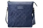 GUCCI Nylon With Leather Messenger Bag, Shoulder Bag, Crossbody Bag Regular Men's Blue