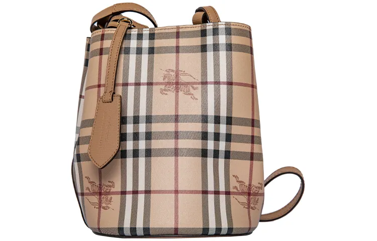 Burberry Cow Leather Bucket Bag, Crossbody Bag, Shoulder Bag Women's Milk Tea