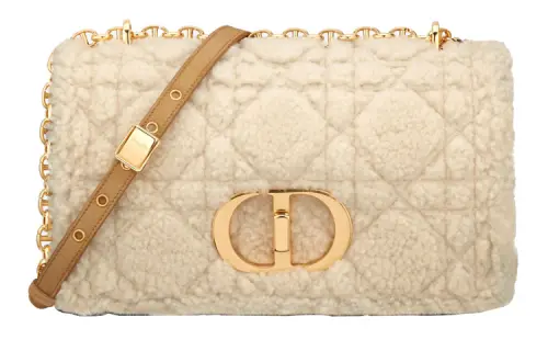 DIOR Shearling Crossbody Bag, Shoulder Bag Medium Women's Beige