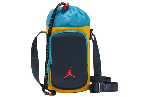 Jordan Cotton Water Bottle Bag, Shoulder Bag, Crossbody Bag Regular Unisex Blue & Yellow