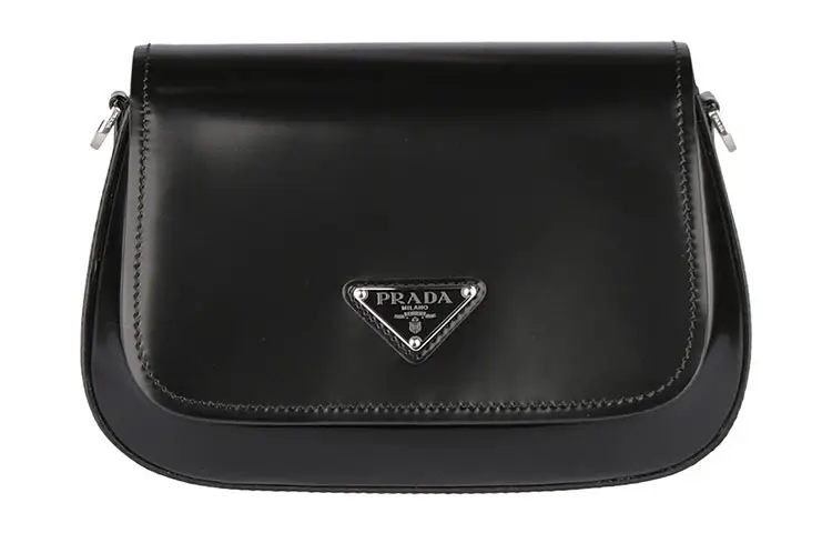 PRADA Leather Shoulder Bag Women's Black