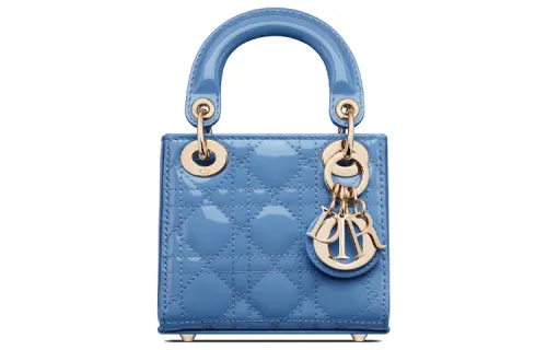 DIOR Patent Leather, Cow Leather Handbag, Shoulder Bag, Crossbody Bag, Handbag Mini Women's North Carolina Blue