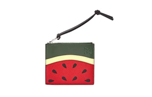 LOEWE Cow Leather Card Holder Women's Green Red
