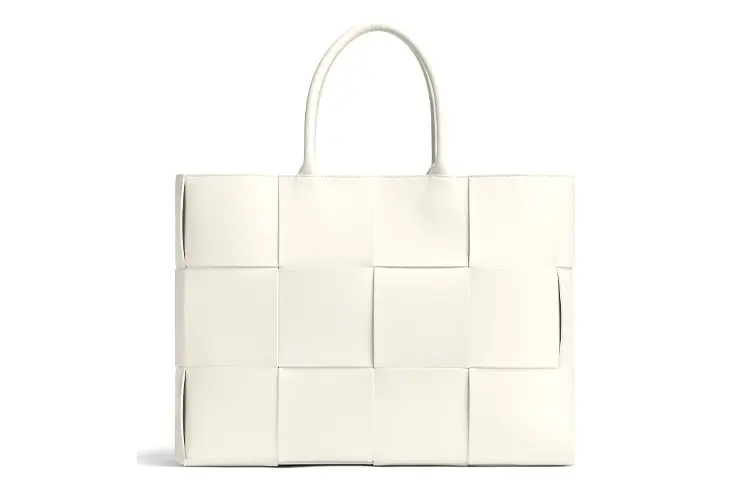 Bottega Veneta Woven Calfskin Shoulder Bag, Handbag Men's White
