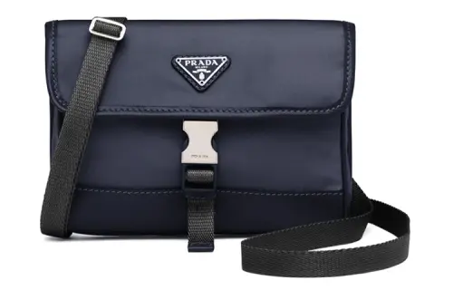 PRADA Re Nylon Recycled Nylon And Saffiano Leather Cell Phone Pouch Men's Blue