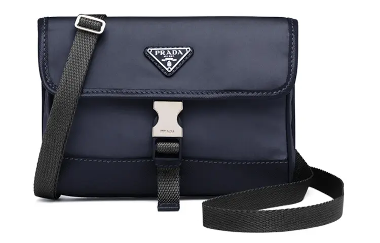 PRADA Re Nylon Recycled Nylon And Saffiano Leather Cell Phone Pouch Men's Blue