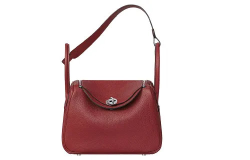 HERMES Lindy Taurillon Clemence Cow Leather Handbag Regular 26 Women's K1 Rouge Grenade Pomegranate Red