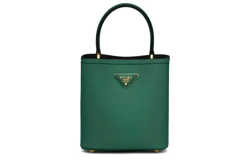 PRADA Panier Leather Handbag Women's Jadeite Green
