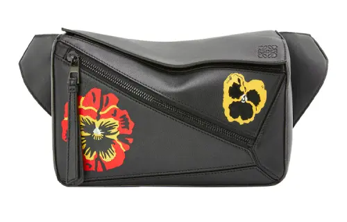 LOEWE Puzzle Three Color Violet Classic Calfskin Fanny Pack Small Men's Black
