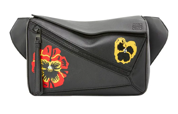 LOEWE Puzzle Three Color Violet Classic Calfskin Fanny Pack Small Men's Black