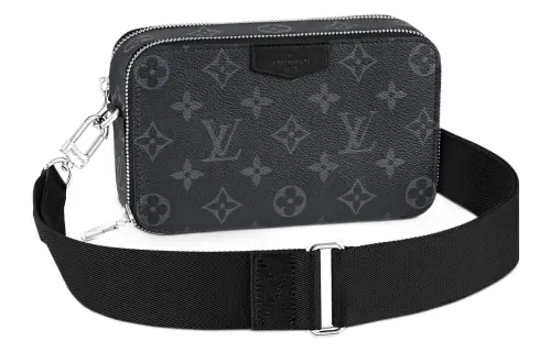 LOUIS VUITTON Alpha Cow Leather Wallet, Shoulder Bag, Crossbody Bag Regular Men's Black