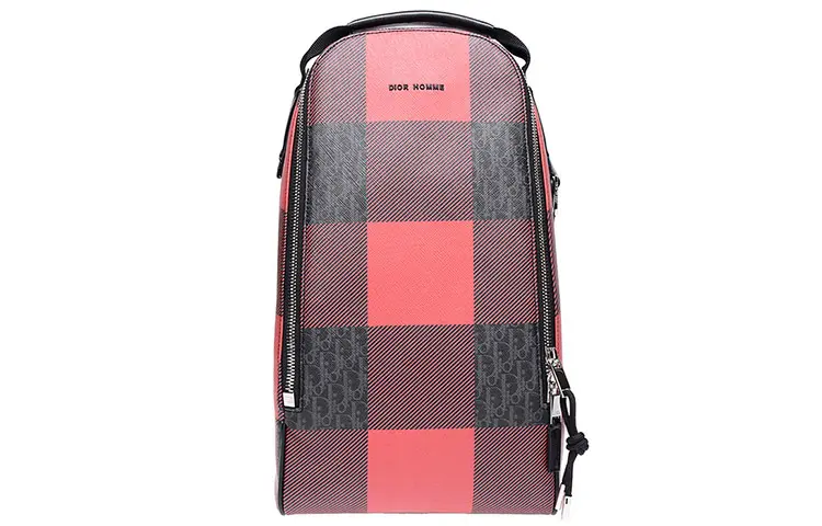 DIOR Canvas Bag, Portable Crossbody Bag, Shoulder Bag Large Men's Black & Red
