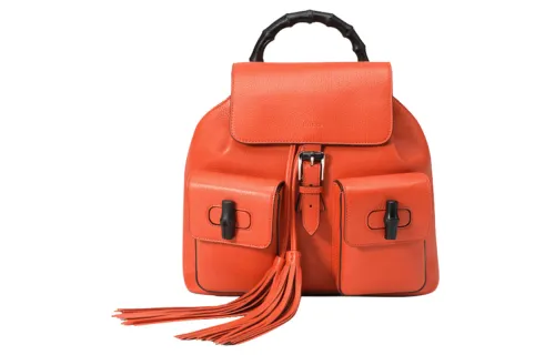 GUCCI Leather Carry Backpack Women's Orange