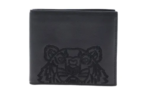 KENZO Cow Leather Card Holder, Wallet Men's Black