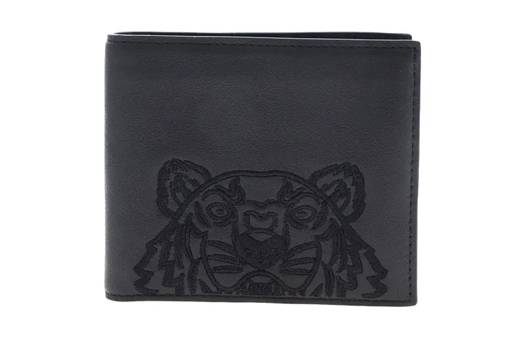 KENZO Cow Leather Card Holder, Wallet Men's Black