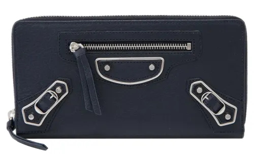 Balenciaga Zip Closure Goatskin Clutch Men's Black