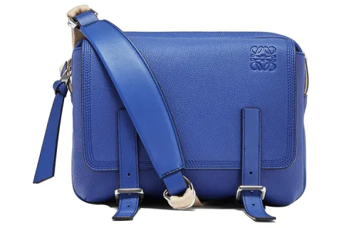 LOEWE Cow Leather Messenger Bag, Shoulder Bag, Crossbody Bag Men's Blue Purple