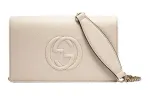 GUCCI Soho Leather Wallet, Shoulder Bag, Crossbody Bag Women's White