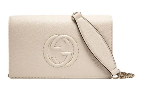 GUCCI Soho Leather Wallet, Shoulder Bag, Crossbody Bag Women's White