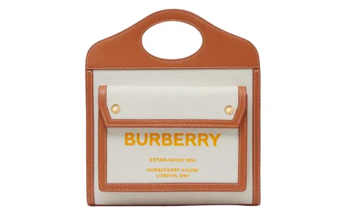 Burberry Pocket Bag Cow Leather Shoulder Bag, Crossbody Bag, Handbag Mini Women's Natural/Amber