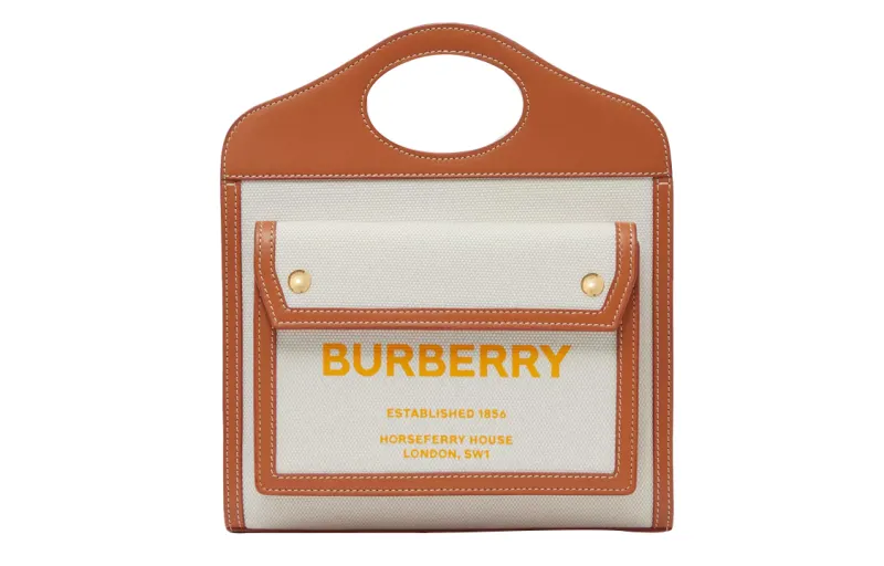 Burberry Pocket Bag Cow Leather Shoulder Bag, Crossbody Bag, Handbag Mini Women's Natural/Amber