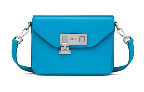 DIOR Cow Leather Messenger Bag, Shoulder Bag, Crossbody Bag Men's Light Blue