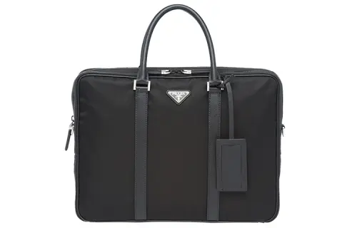 PRADA Saffiano Nylon Fabric Briefcase, Handbag Men's Black