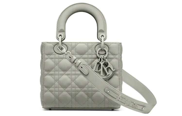 DIOR Lady Dior Calfskin Handbag, Shoulder Bag, Crossbody Bag, Handbag Small Women's Gray