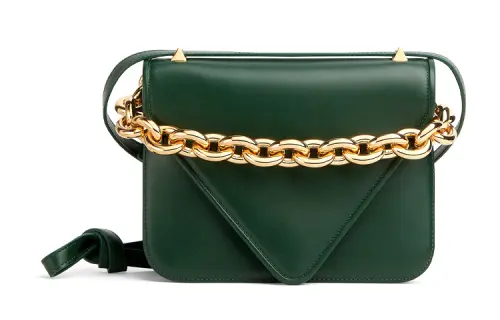 Bottega Veneta Cow Leather Shoulder Bag Women's Dark Green