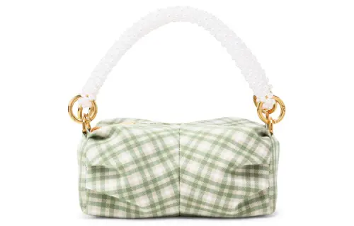 CHARLES&KEITH Fabric One Shoulder Handbag Small Women's Green/Chalk White/Black