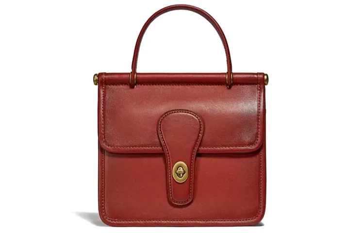 COACH Willis Glove Tanned Leather Handbags Small Women's Brass/Cinnabar