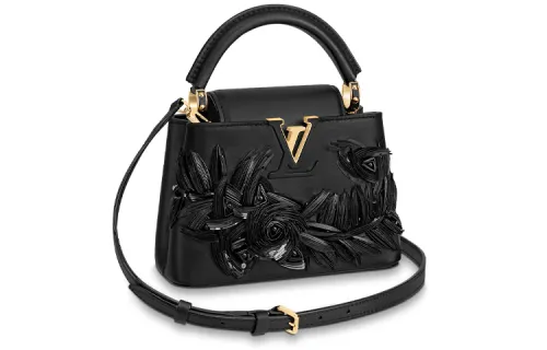 LOUIS VUITTON Capucines Calfskin Handbag, Shoulder Bag, Crossbody Bag Mini Women's Black