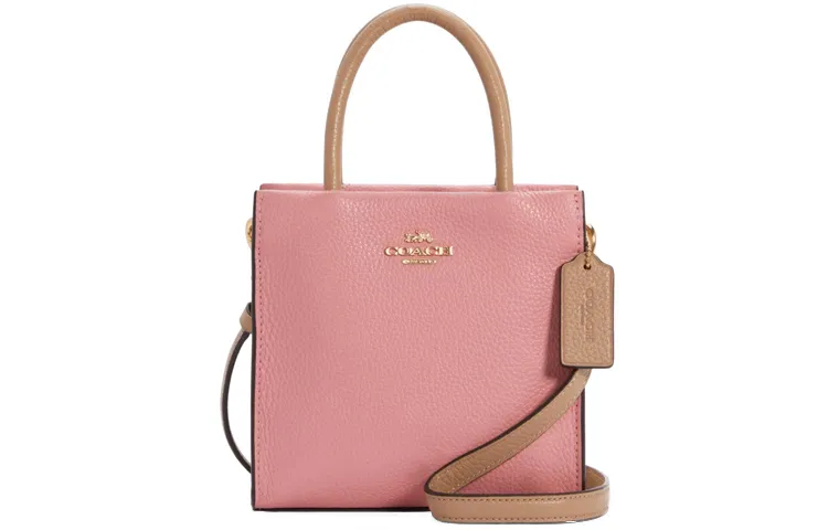 COACH Cally Leather Tote Bag, Shopping Bag, Sheet Music Bag, Shoulder Bag, Crossbody Bag, Handbag Mini Women's