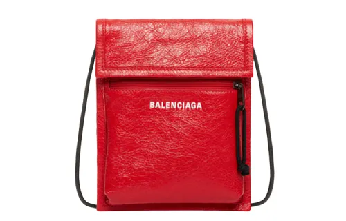 Balenciaga Cow Leather Crossbody Bag Unisex Red