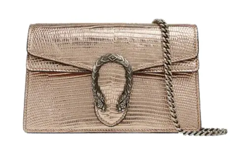 GUCCI Dionysus Lizard Skin Shoulder Bag, Crossbody Bag Extra Mini Women's Champagne Gold