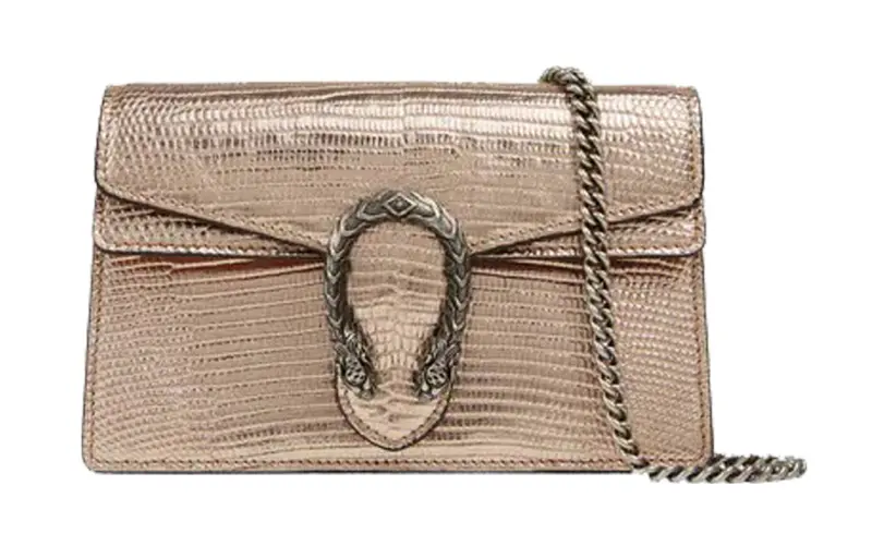 GUCCI Dionysus Lizard Skin Shoulder Bag, Crossbody Bag Extra Mini Women's Champagne Gold