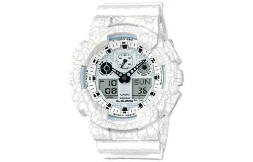 CASIO Men Liquid Crystal/Analog Dual Display Series White Watch GA-100CG-7A