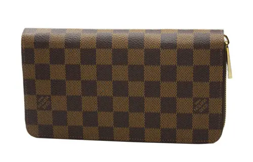 LOUIS VUITTON Zippy Leather Wallet Regular Men's Brown Checkerboard
