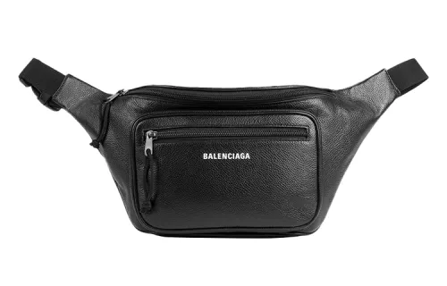 Balenciaga Leather Fanny Pack Unisex Black