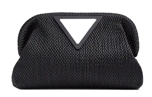 Bottega Veneta Point Sheepskin Clutch Women's Black