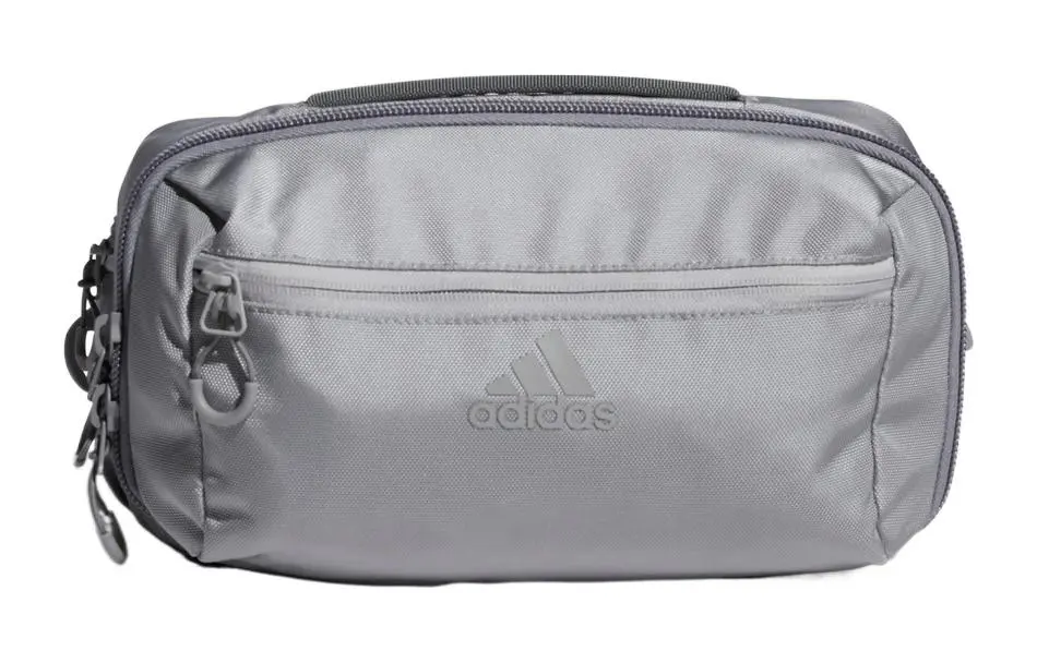 Adidas Zip Closure Nylon Fabric Shoulder Bag, Crossbody Bag, Fanny Pack Regular Unisex Silver Gray