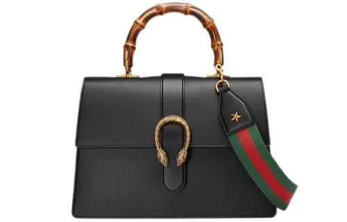 GUCCI Dionysus Leather Crossbody Handbag, Shoulder Bag Large Women's Black