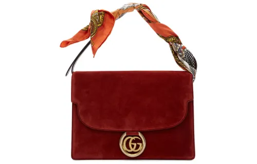 GUCCI Suede Shoulder Bag, Handbag, Shoulder Bag Women's Red