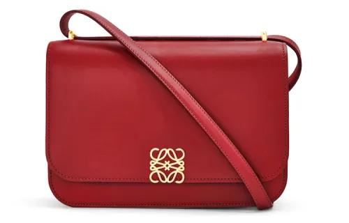 LOEWE Goya Silk Cow Leather Shoulder Bag, Crossbody Bag Medium Women's Bright Red