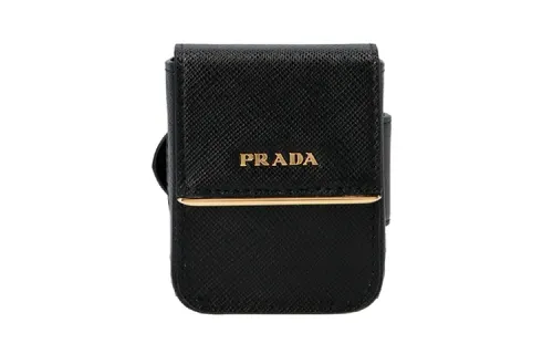 PRADA Cow Leather Wrist Bag Women's Black