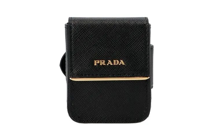 PRADA Cow Leather Wrist Bag Women's Black