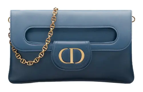 DIOR D Double Cow Leather Crossbody Bag, Shoulder Bag Women's Indigo