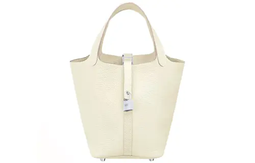 HERMES Picotin Lock Clemence With Swift Calfskin Basket Bag, Bucket Bag, Handbag 18 Women's I2 Nata Cream White