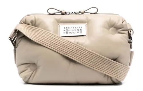 Maison Margiela Glam Slam Leather Shoulder Bag, Crossbody Bag Unisex Beige